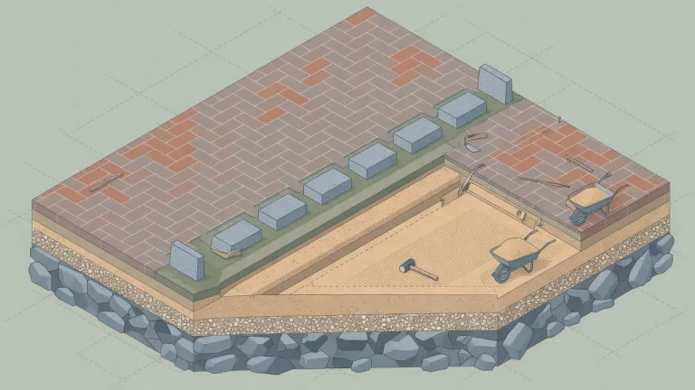 Bordsteine setzen: schematische Illustration (kein Referenzfoto)