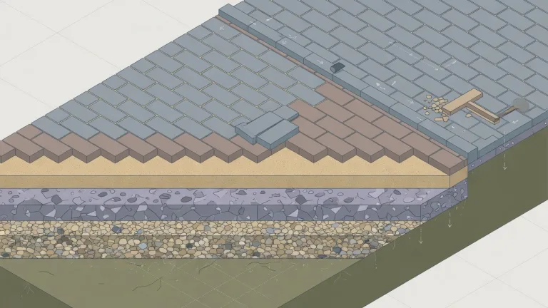 Versickerungsfähiges Pflaster Unterbau: schematische Illustration (kein Referenzfoto)